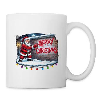 Weihnachtsmann Graffiti Merry Christmas Streetart - Tasse - Weiß - Rechts