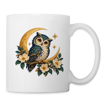 Mondeule mit Blumen und goldenen Sternen - Tasse - Weiß - Rechts