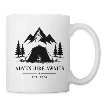 Abenteuer Wartet Zeltdesign Berglandschaft - Tasse - Weiß - Rechts
