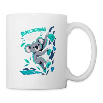 Süßer Koala beim Bouldern – Klettern Spruch - Tasse - Weiß - Rechts