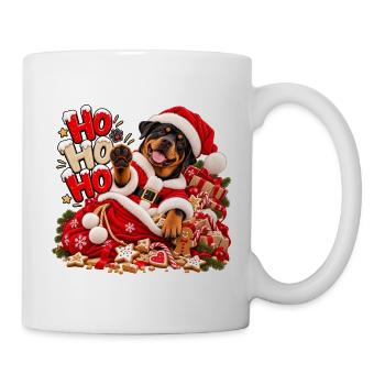 Weihnachtshund im Santa Outfit - Tasse - Weiß - Rechts