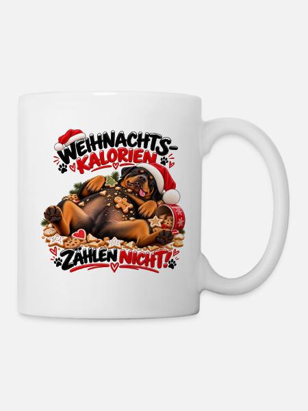 Rottweiler Weihnachtskalorien zählen nicht - Tasse - Weiß