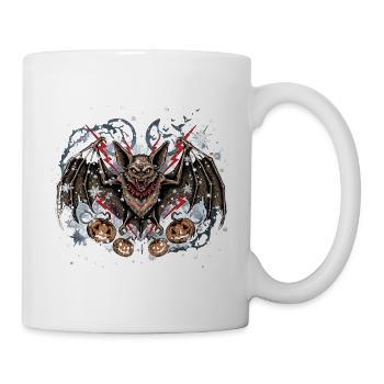 Schnee-Nachtfledermaus mit Jack-o'-Lanterns - Tasse - Weiß - Rechts