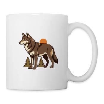 Wolf zwischen Herbsttannen - Tasse - Weiß - Rechts