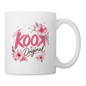 Kook Original Floral Pink Aquarellblüten - Tasse - Weiß - Rechts