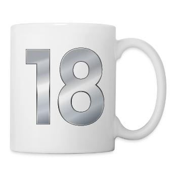 Zahl 18 Achtzehn - Tasse - Weiß - Rechts