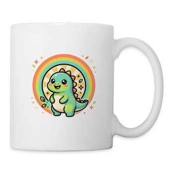 Süßer Dino Regenbogen Glow - Tasse - Weiß - Rechts