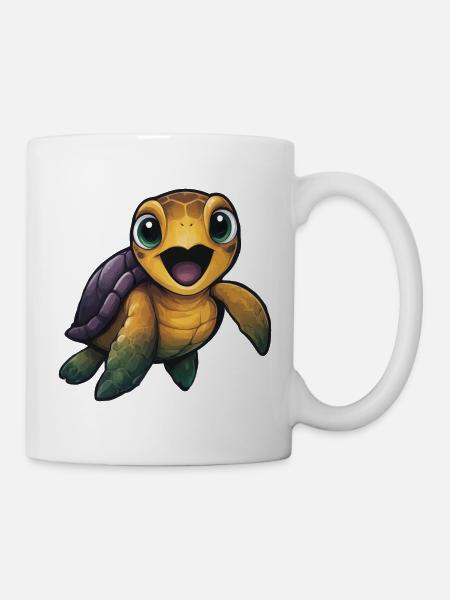 Regenbogen Schildkröte Knuddel - Tasse - Weiß