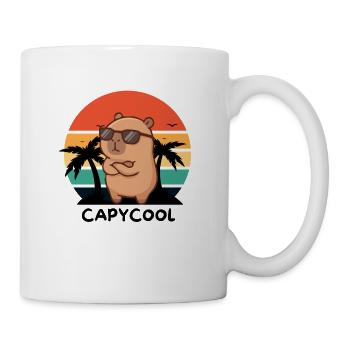 Capycool – Cooles Capybara im Retro Sunset - Tasse - Weiß - Rechts