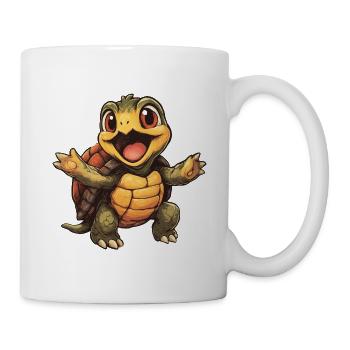 Fröhliche Schildkröte mit offenen Armen - Tasse - Weiß - Rechts