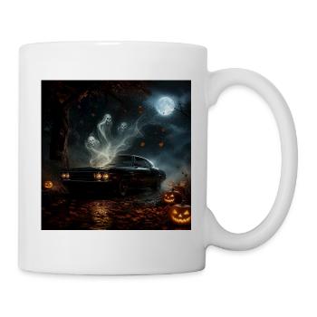 Geisterauto Halloween-Mond - Tasse - Weiß - Rechts