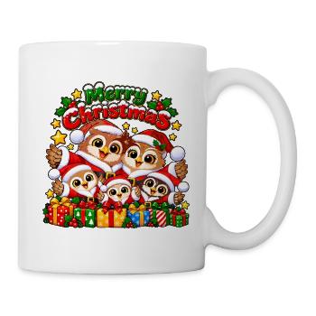 Weihnachts Eulen - Tasse - Weiß - Rechts