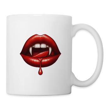 Vampir-Lippenbiss mit Tropf - Tasse - Weiß - Rechts