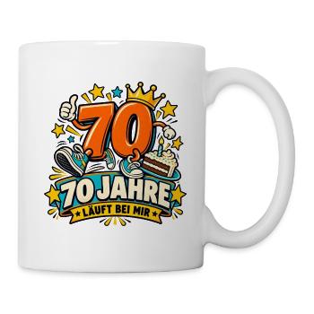 70 Jahre – Läuft bei mir - Tasse - Weiß - Rechts