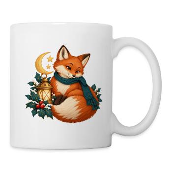 Winterfuchs mit blauem Laternenschal - Tasse - Weiß - Rechts