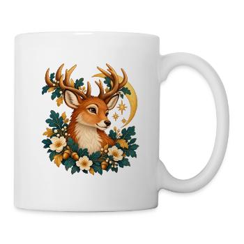 Florale Mondhirsche - Tasse - Weiß - Rechts