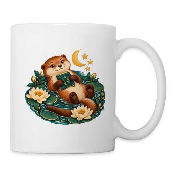 Otter Reader am Teich - Tasse - Weiß - Rechts
