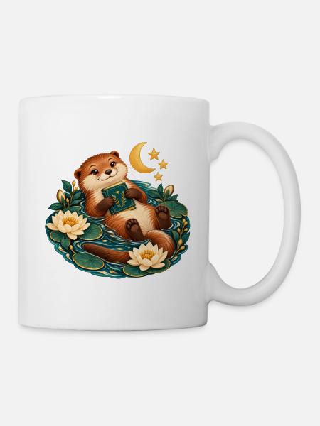 Otter Reader am Teich - Tasse - Weiß