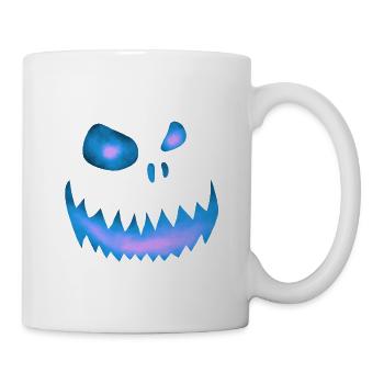 Schiefes Monstergesicht Blau-Rosa - Halloween - Tasse - Weiß - Rechts