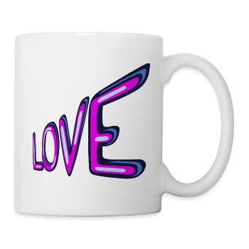 Liebe Neon-Schriftzug - Tasse - Weiß - Rechts