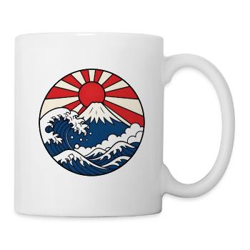 Mount Fuji Welle aufgehende Sonne Japan Art Shirt - Tasse - Weiß - Rechts