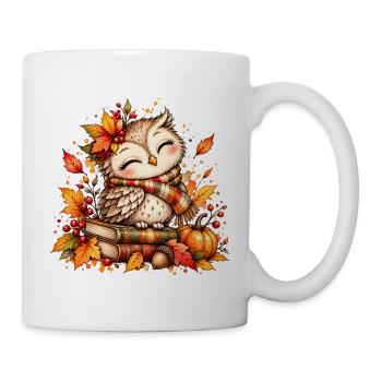 Kuschelige Herbst-Eule - Tasse - Weiß - Rechts