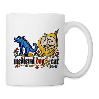 Mittelalterliche Hunde und Katzen - Tasse - Weiß - Rechts