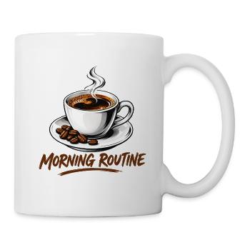 Morgenroutine: Heißer Kaffeebecher - Tasse - Weiß - Rechts