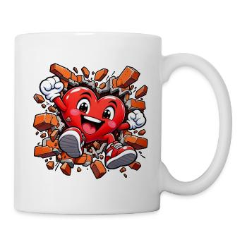 Herzzerreißende Graffiti-Wand: Liebe bricht durch - Tasse - Weiß - Rechts
