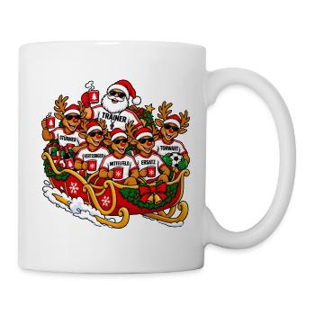 Lustiger Fussball-Weihnachtspulli- Fussball Outfit - Tasse - Weiß - Rechts