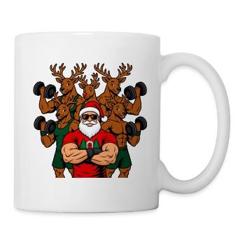 Weihnachts-Fitness Outfit / funny Nikolaus Rentier - Tasse - Weiß - Rechts