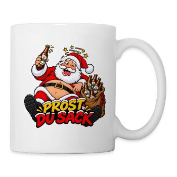 Prost Du Sack- Weihnachtsmann-Nikolaus Bier Design - Tasse - Weiß - Rechts