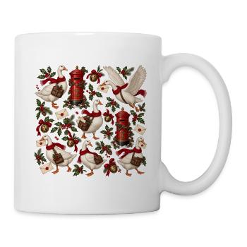 Gänse im Weihnachtspostmuster - Tasse - Weiß - Rechts