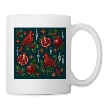 Crimson Cardinal Holiday Mosaik - Tasse - Weiß - Rechts