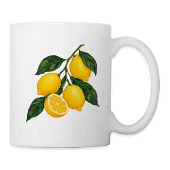 Zitruszweig Gelbe Lemons Motiv - Tasse - Weiß - Rechts