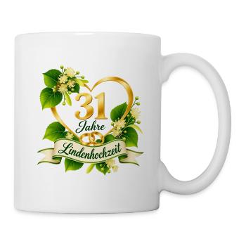 31.Hochzeitstag , 31 Jahre Lindenhochzeit - Tasse - Weiß - Rechts