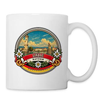 Lindau Bayern Vintage Reisedesign - Tasse - Weiß - Rechts