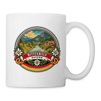 Mittenwald Bayern Vintage Reisedesign - Tasse - Weiß - Rechts
