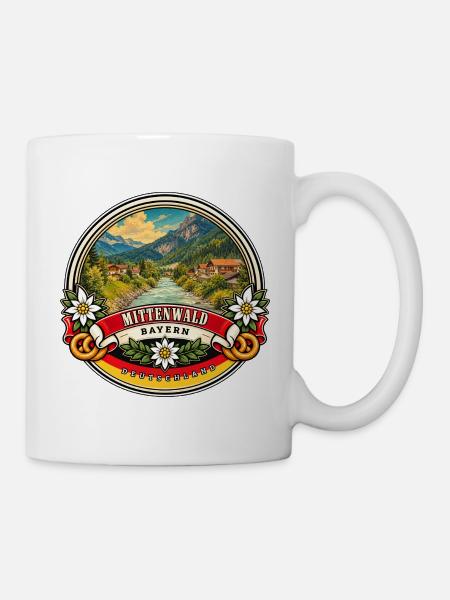 Mittenwald Bayern Vintage Reisedesign - Tasse - Weiß