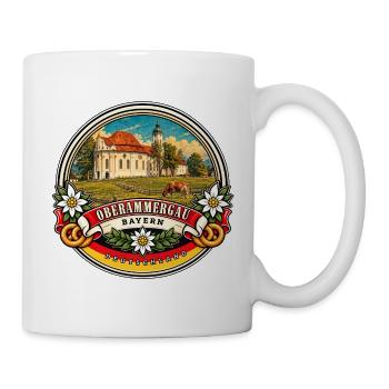 Oberammergau Bayern Vintage Reisedesign - Tasse - Weiß - Rechts