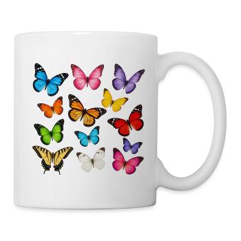 Regenbogenfalter im Flug - Tasse - Weiß - Rechts