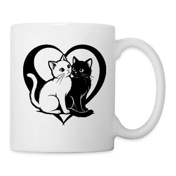 ❤ 🐱 Gatti Innamorati – Amore felino con cuore 2 - Tasse - Weiß - Rechts