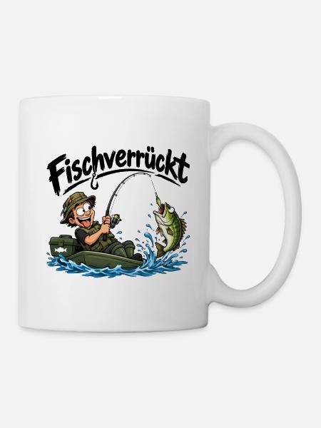 Fischverrückter Anglerabenteuer - Tasse - Weiß