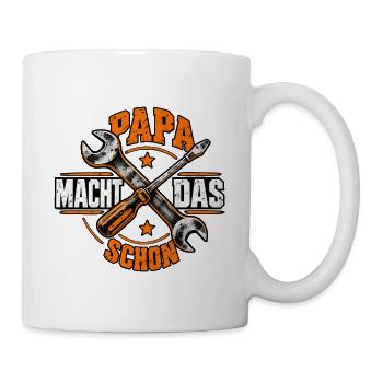 Papa macht das schon Handwerker Werkzeug - Tasse - Weiß - Rechts