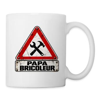 Papa Bricoleur Heimwerker Warnschild - Tasse - Weiß - Rechts