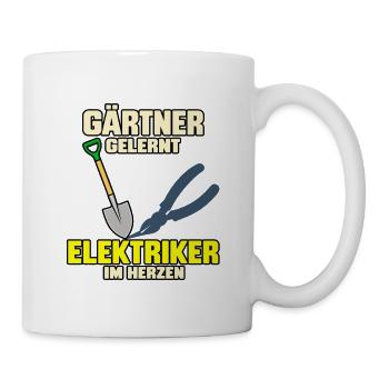 Gärtner gelernt – Elektriker im Herzen - Tasse - Weiß - Rechts