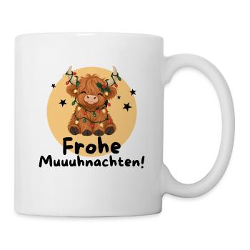 Frohe Muuuhnachten – Süßes Weihnachtskälbchen - Tasse - Weiß - Rechts