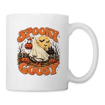 Spooky Goosy – Vintage-Halloween-Geistergans - Tasse - Weiß - Rechts