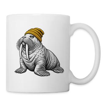 Walross mit Gelber Mütze - Tasse - Weiß - Rechts