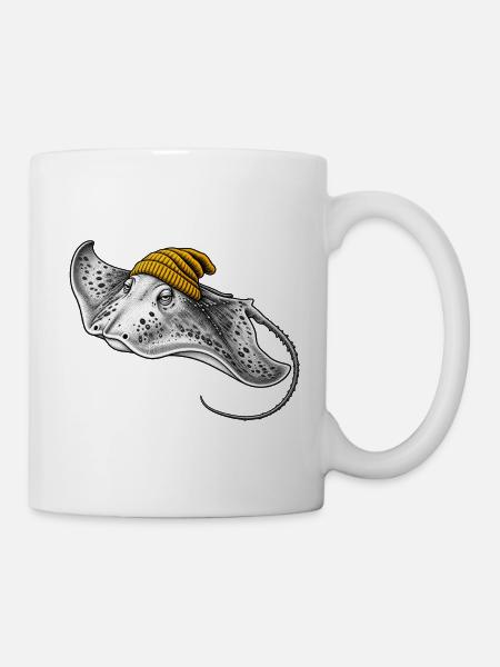 Stachelrochen mit gelber Mütze - Tasse - Weiß
